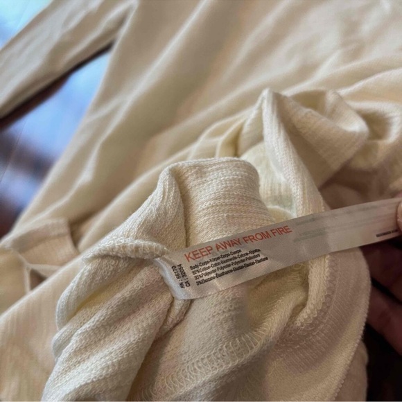 Free People FP Beach Cream Sweatshirt Lounge Dress Ribbed Drawstring Size XS - Picture 4 of 10